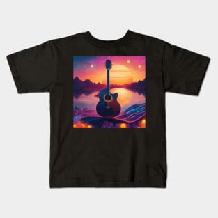 80s Style Hawaiian Camp in a Beautiful Sunset Retro Vintage Travel Artwork Kids T-Shirt